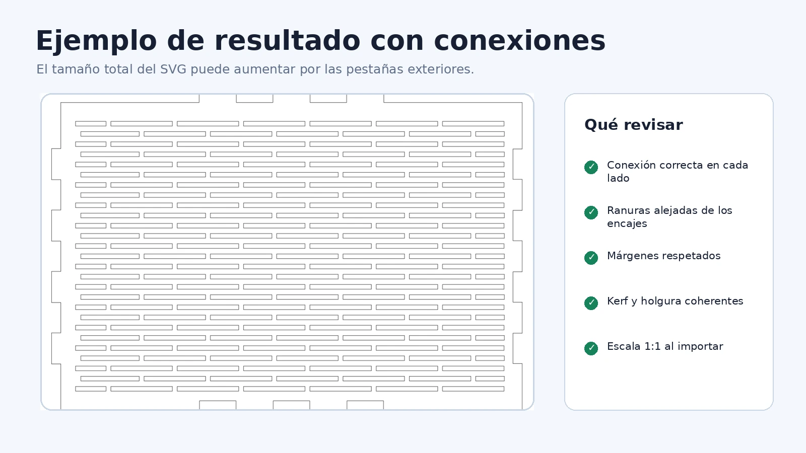 Ejemplo con conexiones del generador de bisagra flexible para corte láser